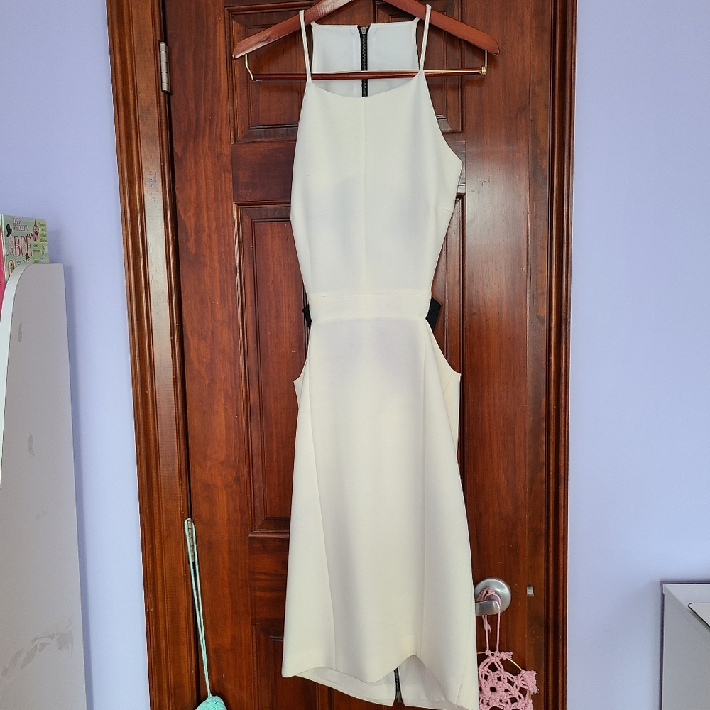 Sexy cutout midi white dress